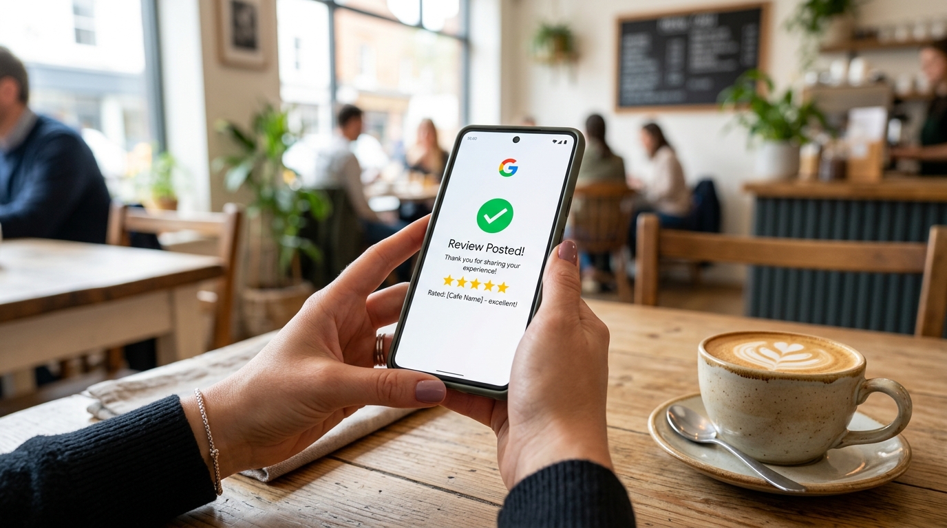 5-star Google review posted on mobile phone